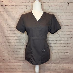 Grey’s Anatomy Gray 3 Pocket Mock Wrap Scrub Top
